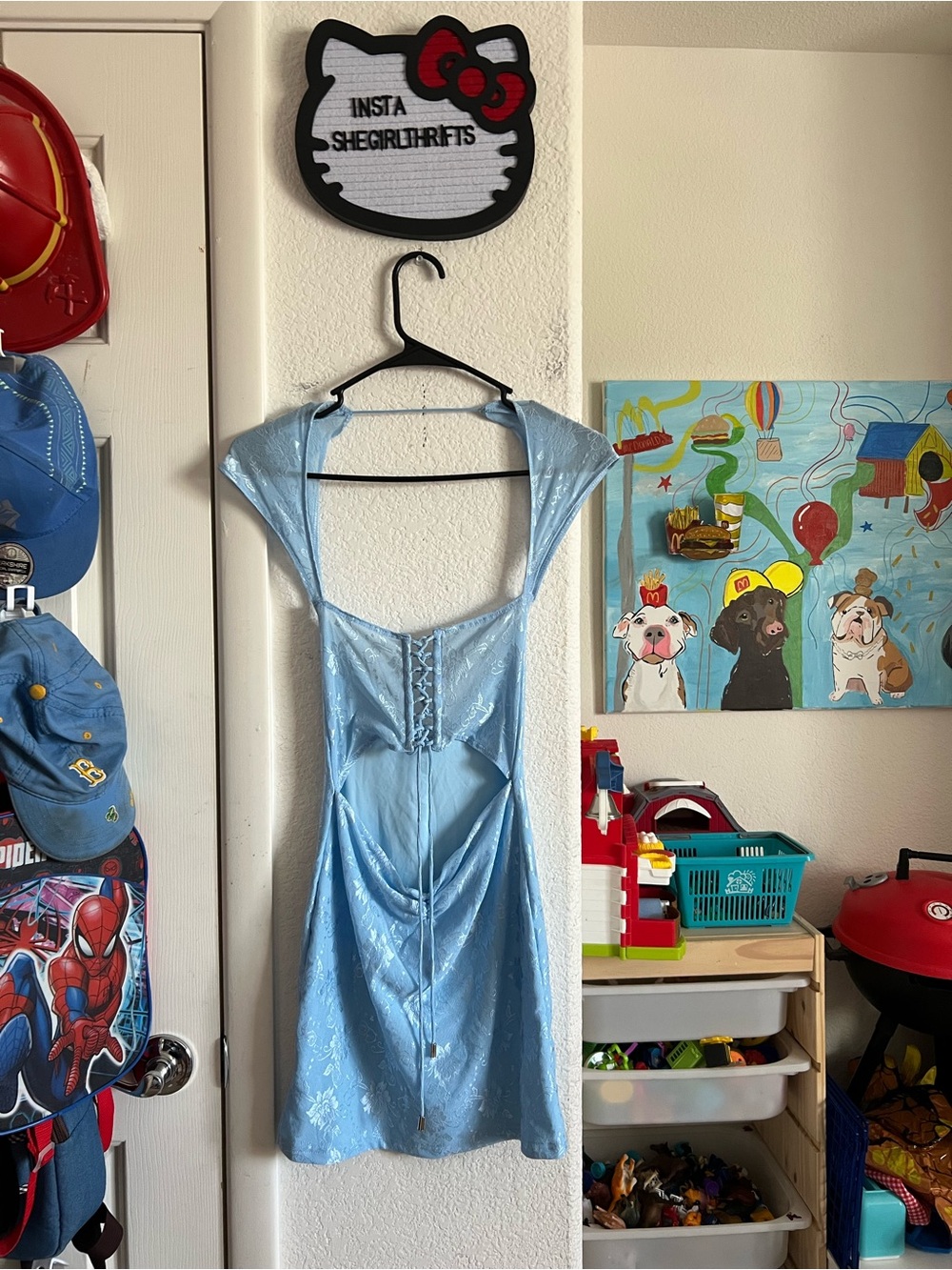 outcast blue lace mini dress